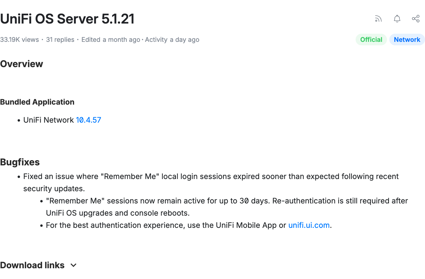 Official UniFi OS Server 5.1.21 changelog
